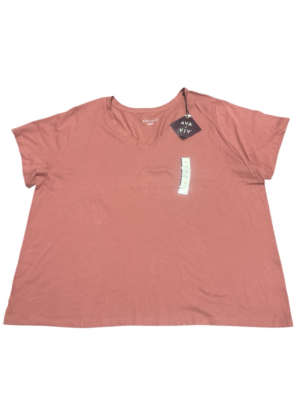 Ava & Viv V-Neck Short Sleeve Tee - Dusty Rose